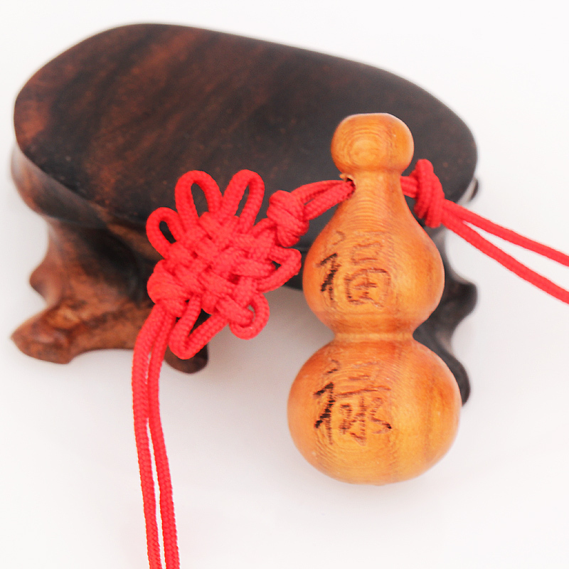 礼品之家 小葫芦手机链 天然桃木葫芦挂件 木葫芦家居饰品桃木工艺品送女朋友七夕情人节礼物