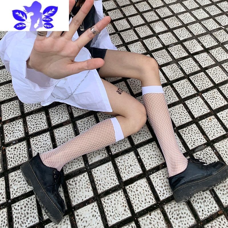 Ideamini网格渔网袜女小腿袜短筒网格短款ins潮jk性感中筒丝袜图片