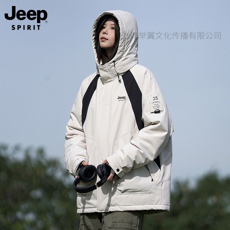 JEEP SPIRIT户外男女工装棉衣新款棉服冬季加厚潮牌工装夹克棉衣高清大图