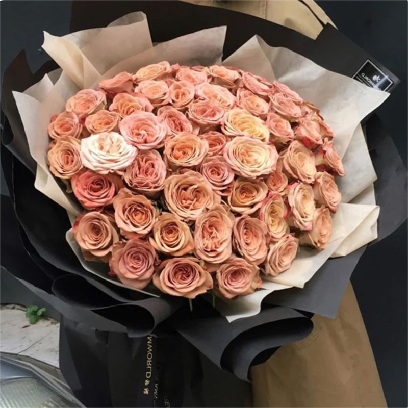 卡布奇诺玫瑰52朵复古感卡布奇诺鲜花速递全国配送