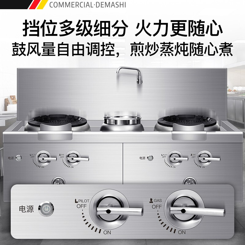 德玛仕(DEMASHI)商用电磁炉 大锅灶猛火灶单位学校食堂 R5 广式膛砖(工程款 双头单尾1.8米长)