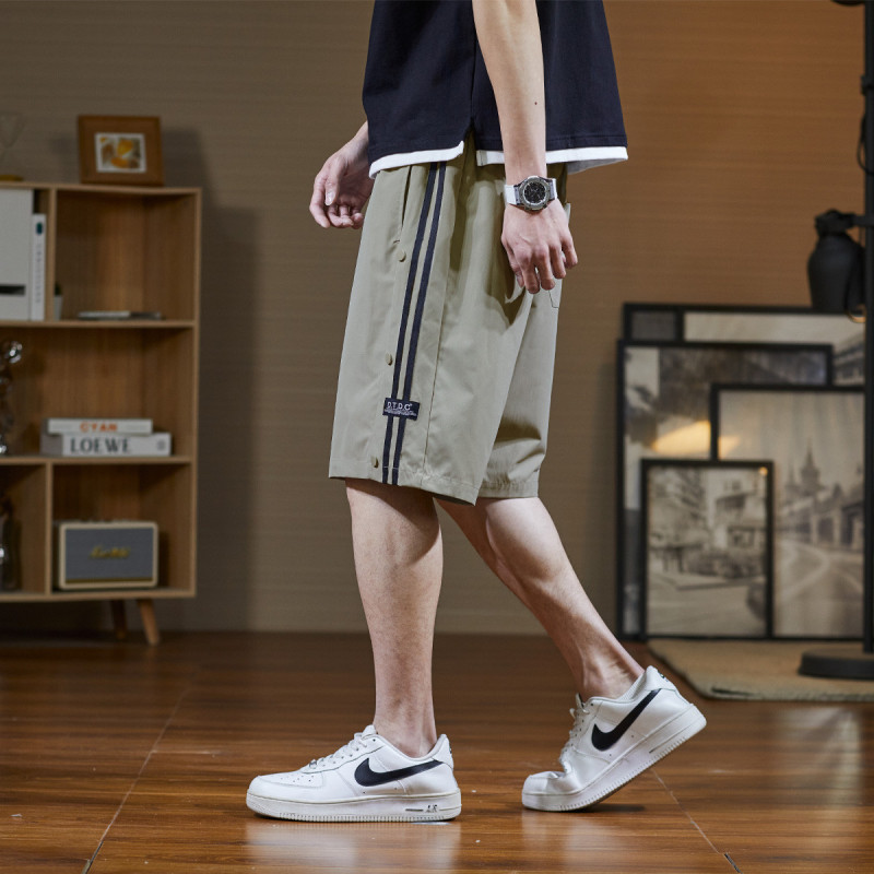 [1.5折价45元]唐狮短裤男夏季短裤男休闲裤男夏季排扣宽松休闲短裤男士休闲裤