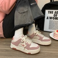 回力板鞋女平底复古米豆沙低帮小白鞋子女潮ins学生日系休闲鞋女百搭拼色增高鞋子女