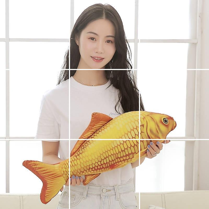 玩具公仔鲤鱼娃儿布娃鱼抱枕睡觉大号童生日毛绒仿真卡通抱枕 金银锦鲤 90厘米送30厘米[特惠款]