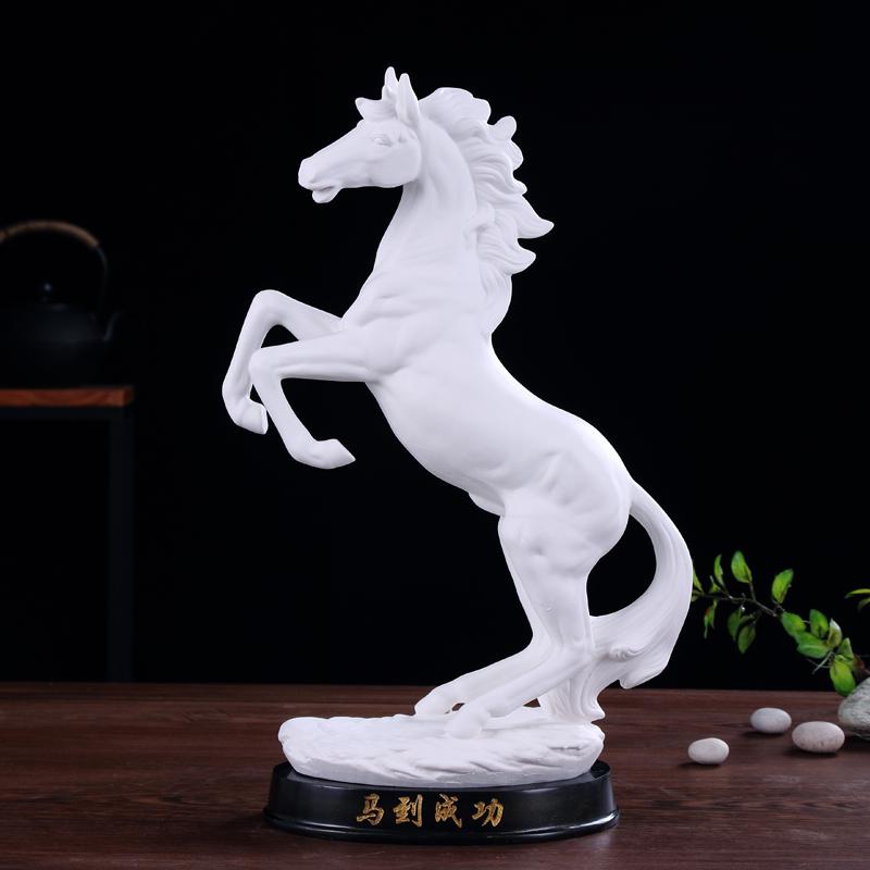 陶瓷马摆件红色家居酒柜办公室装饰品十二生肖马瓷器创意礼品 三维工匠 红立马马到成功高清大图