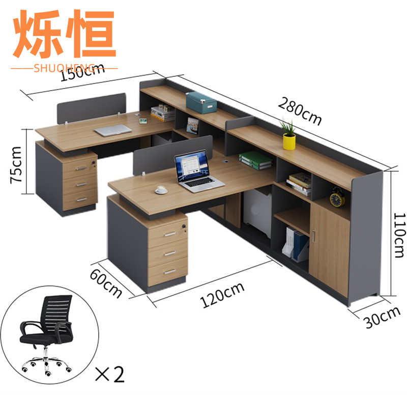 烁恒屏风办公桌150*140*110cm张高清大图