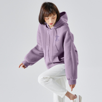 [1.5折价67元]唐狮连帽左胸印花加绒卫衣女秋冬季新款韩版时尚百搭上衣潮