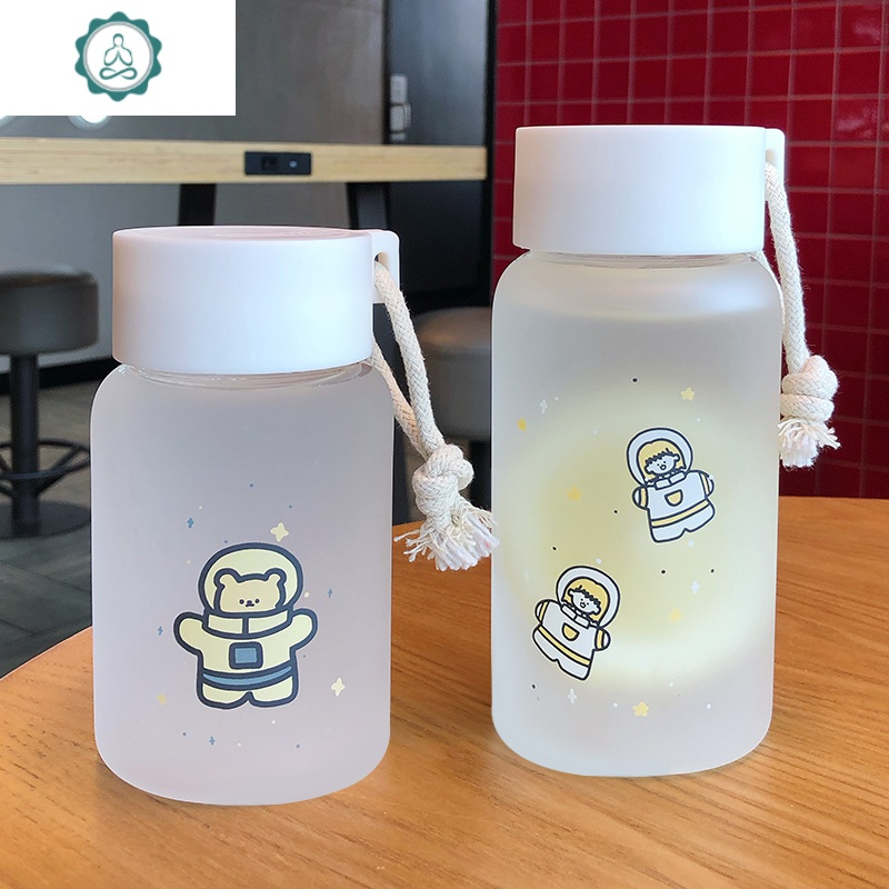 水杯女卡通简约ins清新森系创意可爱少女便携玻璃杯