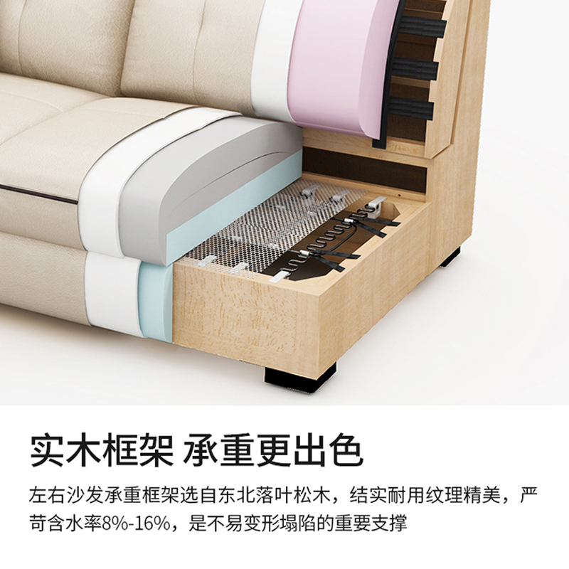 左右沙发真皮沙发北欧现代简约轻奢头层牛皮多功能客厅沙发大小户型沙发组合5016
