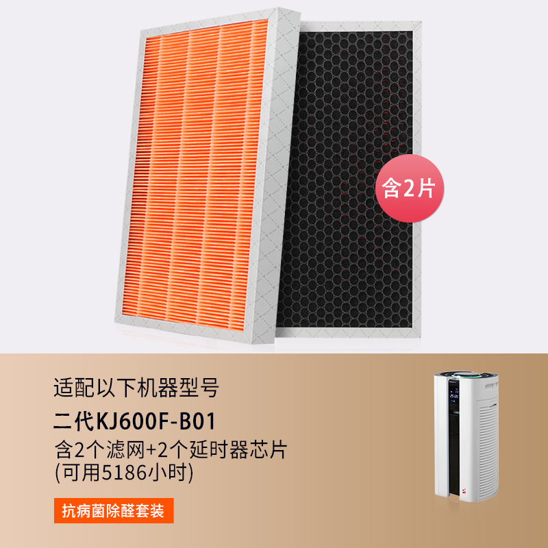 适配完美宜悦空气净化器滤网2代滤芯KJ600F-B01完美2代【抗病毒除甲醛】