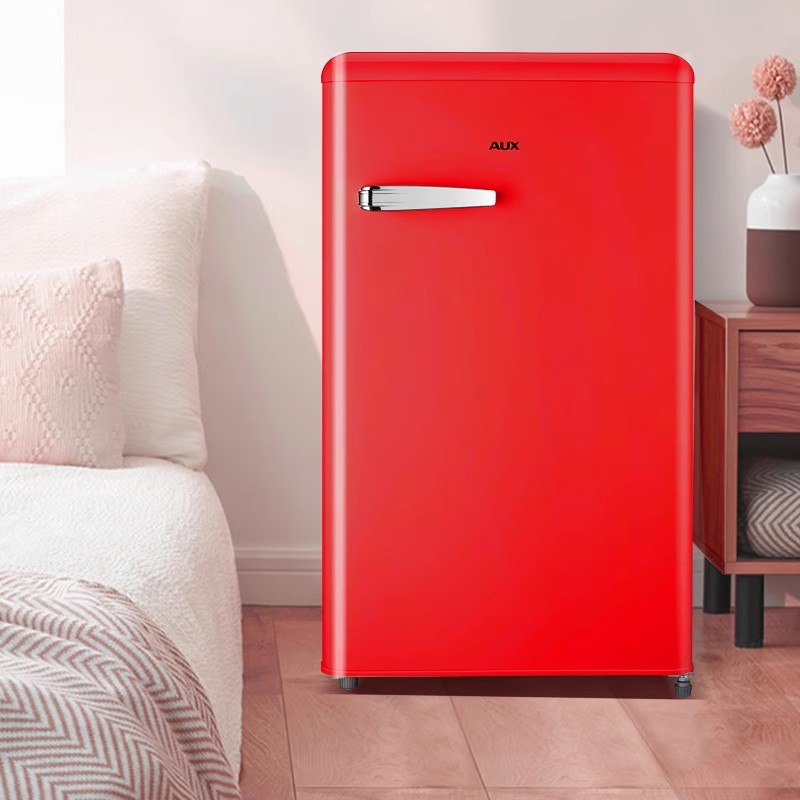 奥克斯复古冰箱迷你小型网红高颜值家用双门冰箱轻音节能冷藏冷冻 91升奶黄色(内置微冻室)高清大图
