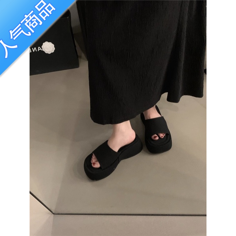 SUNTEK厚底拖鞋女夏季外穿2023新款网红超火凉拖鞋女士高跟海边沙滩鞋拖高清大图