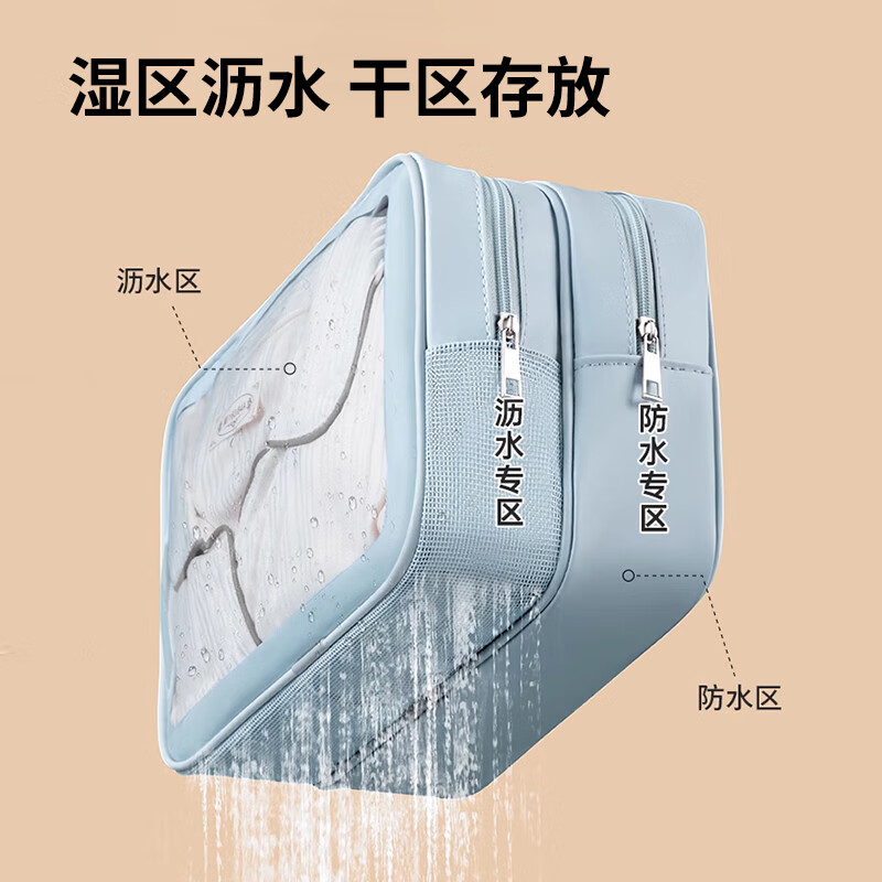 四万公里 SWS1053 大号 蓝色 便携旅行干湿分离洗漱包收纳包高清大图