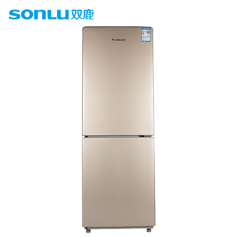 双鹿（SONLU） 186升双门冰箱 风冷无霜 静音节能两门 家用冰箱 租房宿舍金色免除霜BCD-186WKY