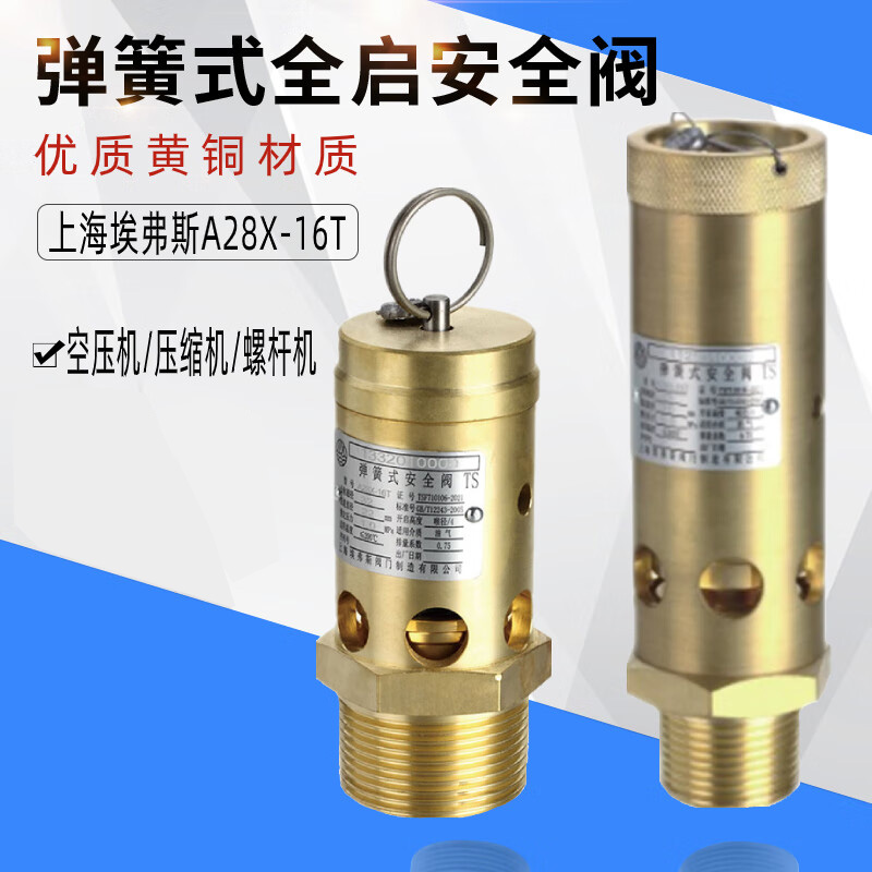 埃弗斯安全阀 空压机出口安全阀 弹簧式安全阀 A28X-16T 2分公称通径DN6 1个高清大图