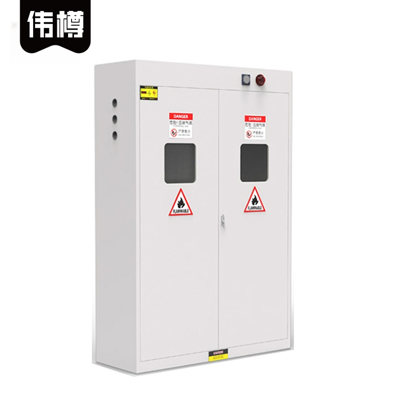 伟樽防爆气瓶柜白色三瓶一代报警器1200*450*1900mm台高清大图