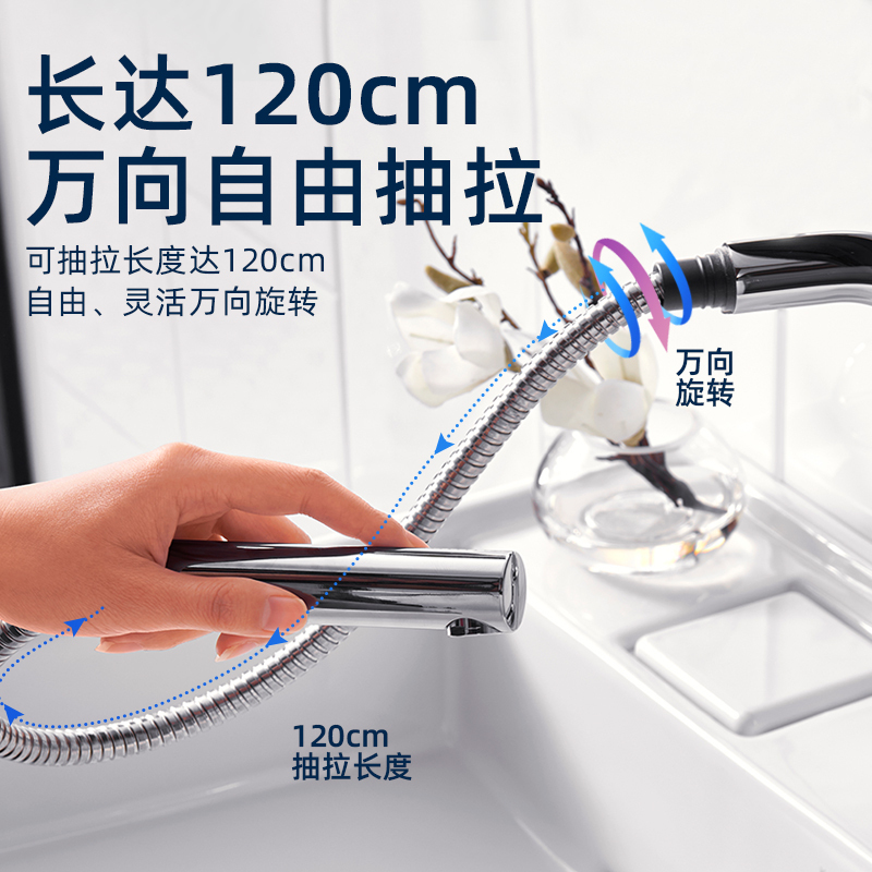 科勒抽拉式面盆龙头利奥洗脸盆龙头冷热水洗头台盆水龙头20710T