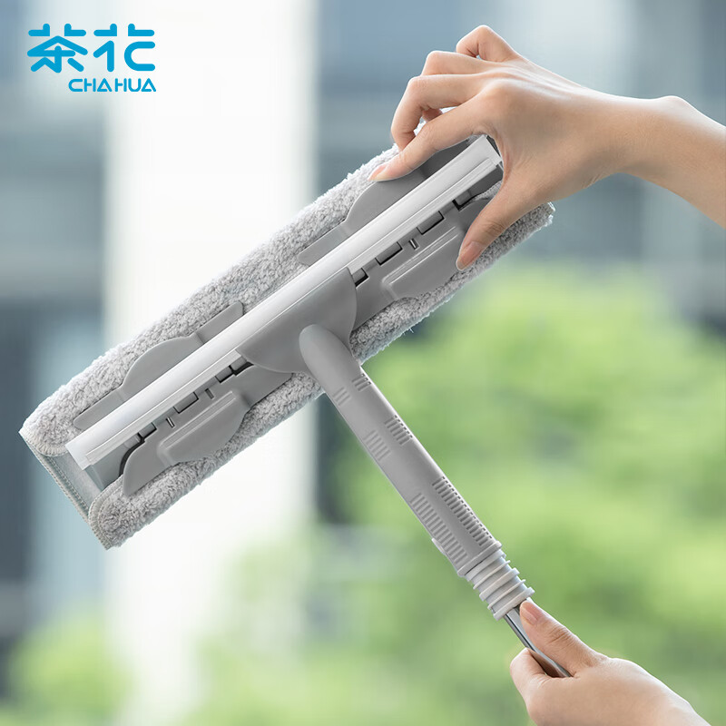 茶花 擦玻璃神器玻璃刮擦窗器家用擦窗户刮水器玻璃清洁器 洁境灰*215007灰