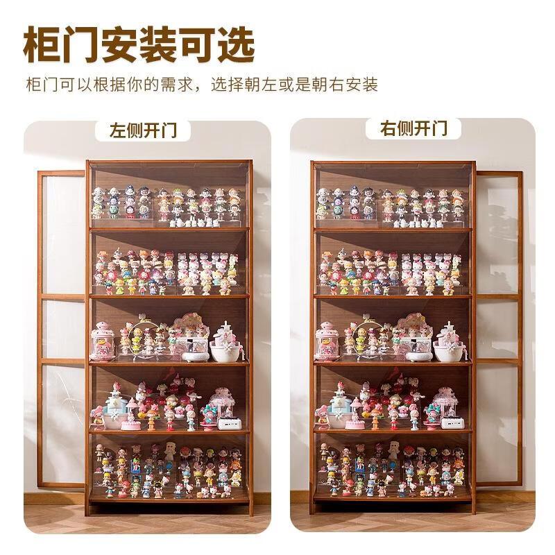 GongShuShi 手办柜玻璃展示柜钢制防尘透明模型收纳柜茶色]三门43长 1个高清大图