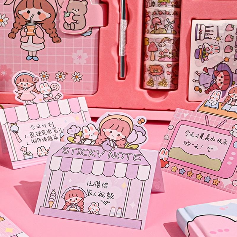 可爱手帐本套装网红少女心手账本简约ins风笔记本子贴纸胶带全套
