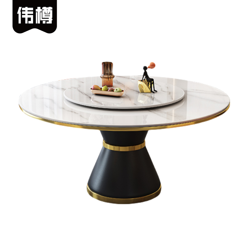 伟樽岩板餐桌120*120*77cm张高清大图