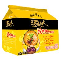 统一 汤达人 酸酸辣辣豚骨味方便面125*5袋五连包 酸酸辣辣豚骨味韩式辣牛肉汤面面皮拌凉皮凉拌面泡面速食整箱