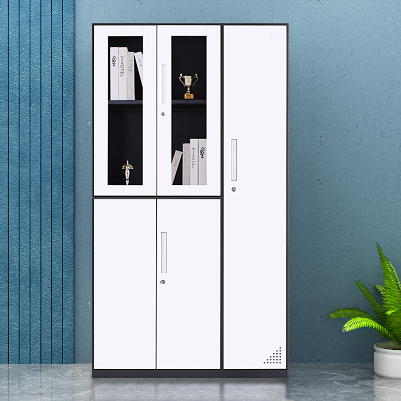 苏美特更衣柜文件柜办公柜铁皮柜资料档案柜储物柜灰白拆装五门更衣柜