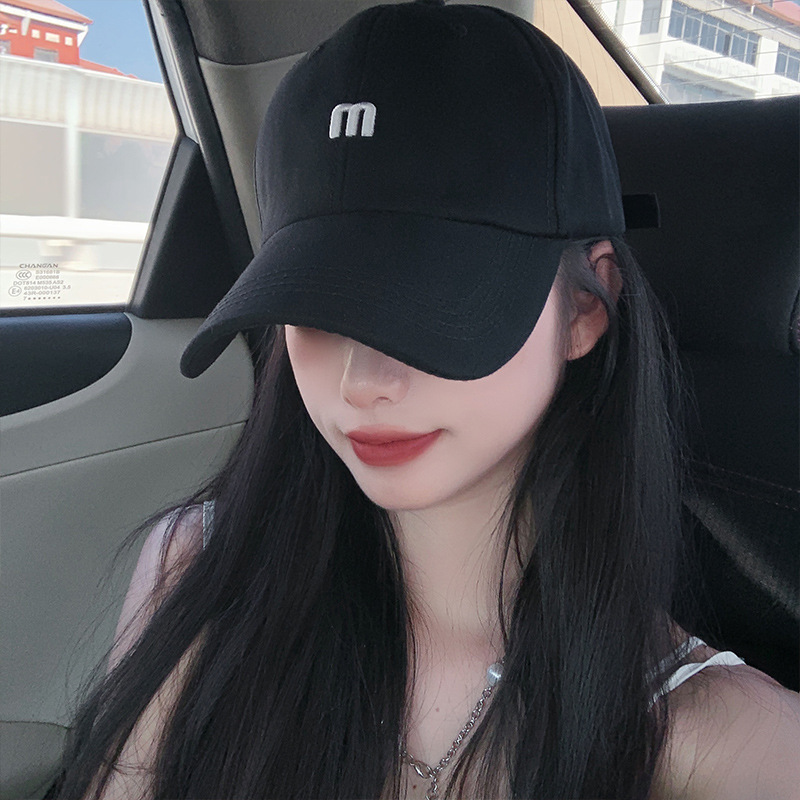 ins帽子女夏韩版潮人时尚简约M字母棒球帽男百搭弯檐遮阳帽鸭舌帽高清大图
