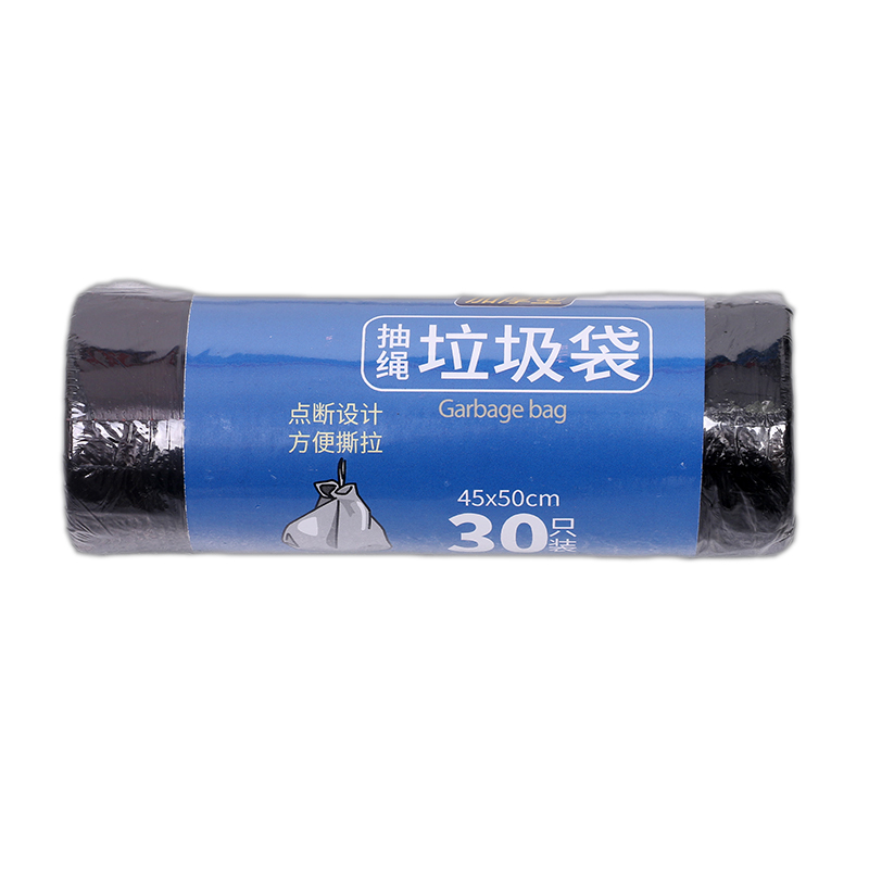 鲸轩 L104 45*50 30只/卷 加厚型抽绳垃圾袋(计价单位:卷) 黑色