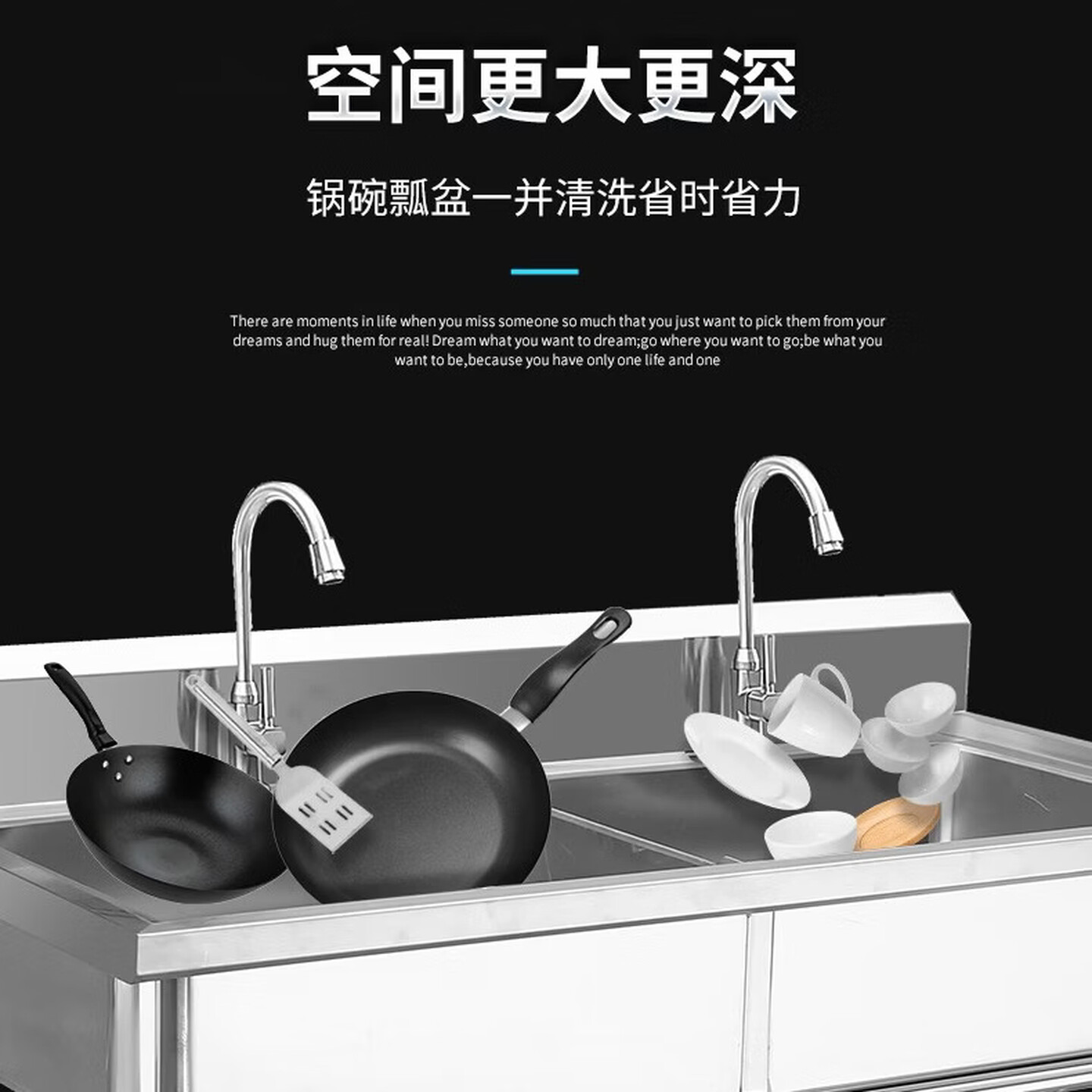 圣托酒店饭店食堂双星水池 不锈钢双槽洗菜盆带水龙头 厨房洗碗池商用 STTC-EA12B高清大图