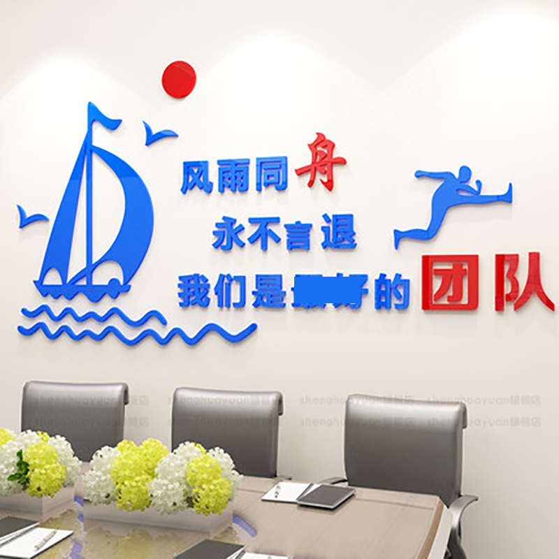 公司企业办公室团队文化墙面装饰布置自粘3d立体励志墙贴激励标语.
