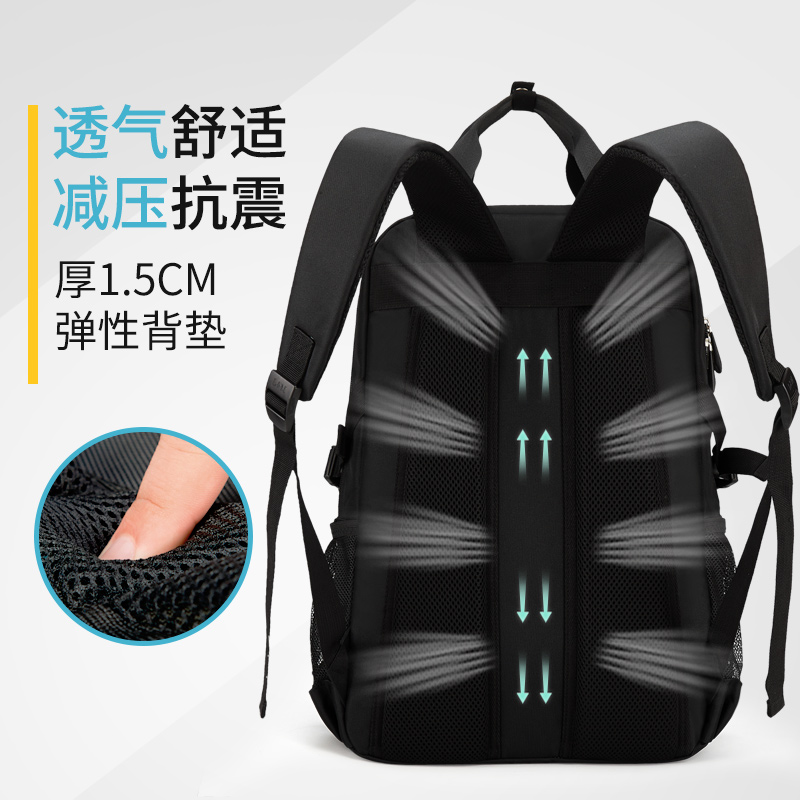L&M2024新款男包男士双肩包背包大容量商务旅行背包时尚潮流大中学生书包笔记本电脑包高清大图