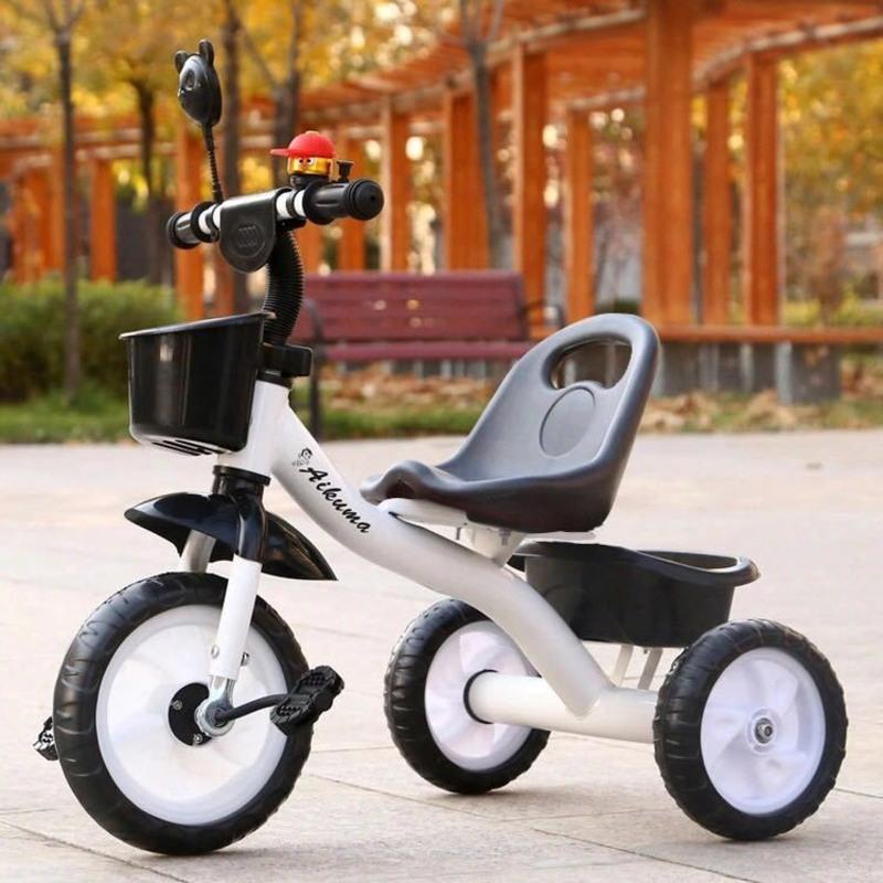 白色小s白色儿童三轮车脚踏车小孩手推车宝宝135岁左右男女单车脚蹬