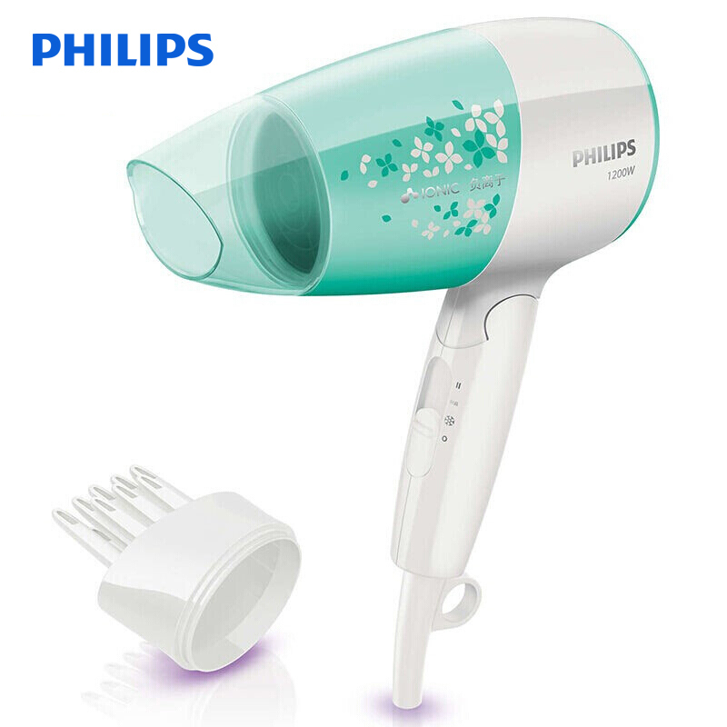 飞利浦(Philips) 电吹风机BHC019 可折叠低噪音学生宿舍电吹风筒过热保护 1200W负离子养护恒温护发冷热风