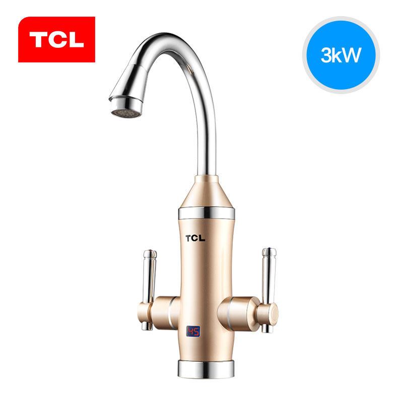 TCL即热电热水龙头加热器厨宝速热水器热得快水龙头热加宝家用卫生间小型即热式电热水器TDR-30DX金色下进水