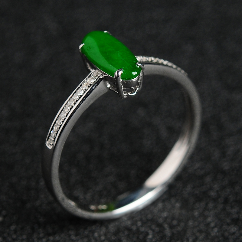 翡翠戒指蛋面戒面戒饰女款玉石指环饰品 带证书送女朋友七夕情人节