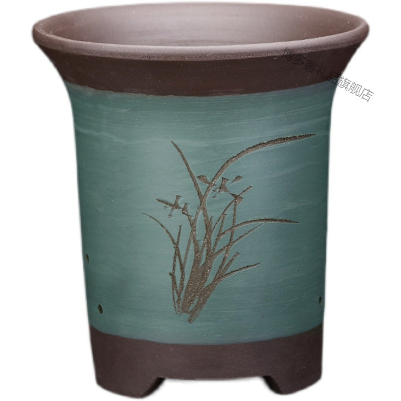 宜兴紫砂大口径兰花盆陶瓷花盆君子兰多肉植物兰花专用盆盆栽古典