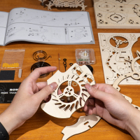 若态若客diy手工制作3d立体拼图时钟木质拼装生日礼物男 猫头鹰座钟