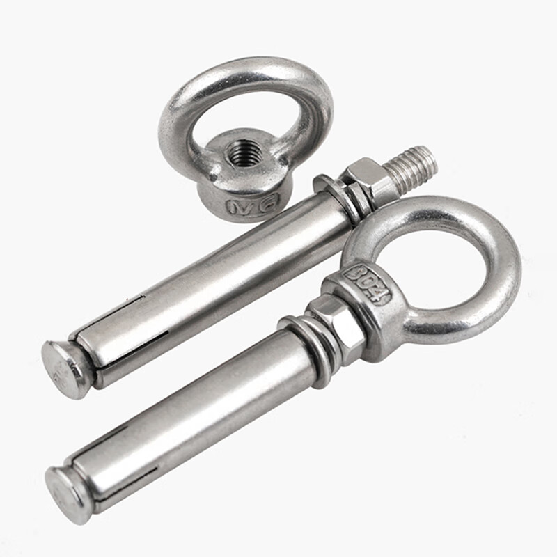 工霸(GONGBA)304不锈钢膨胀钩 膨胀螺丝带钩井盖网窨井专用膨胀螺丝 银色 10*80吊环2个/包1包