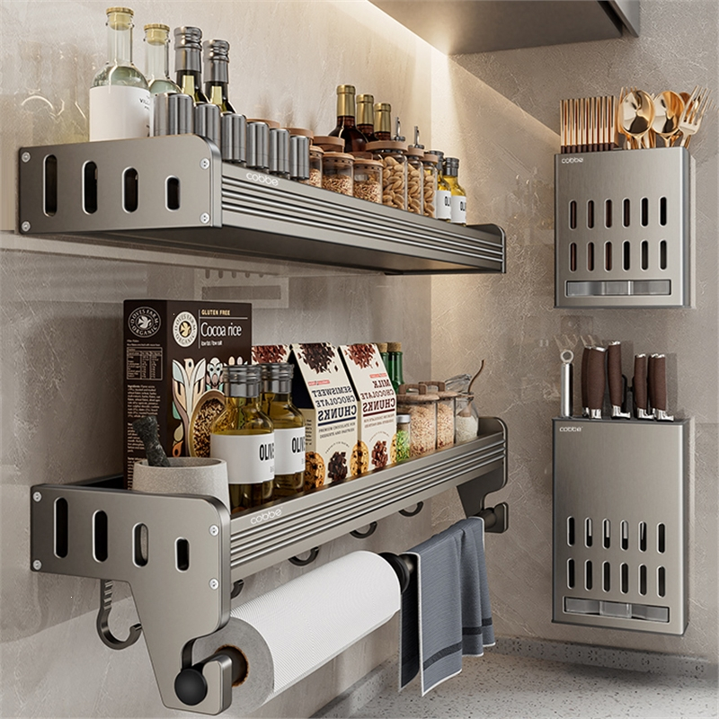卡贝cobbe厨房置物架壁挂式调料架家用多功能调味料免打孔收纳刀架子