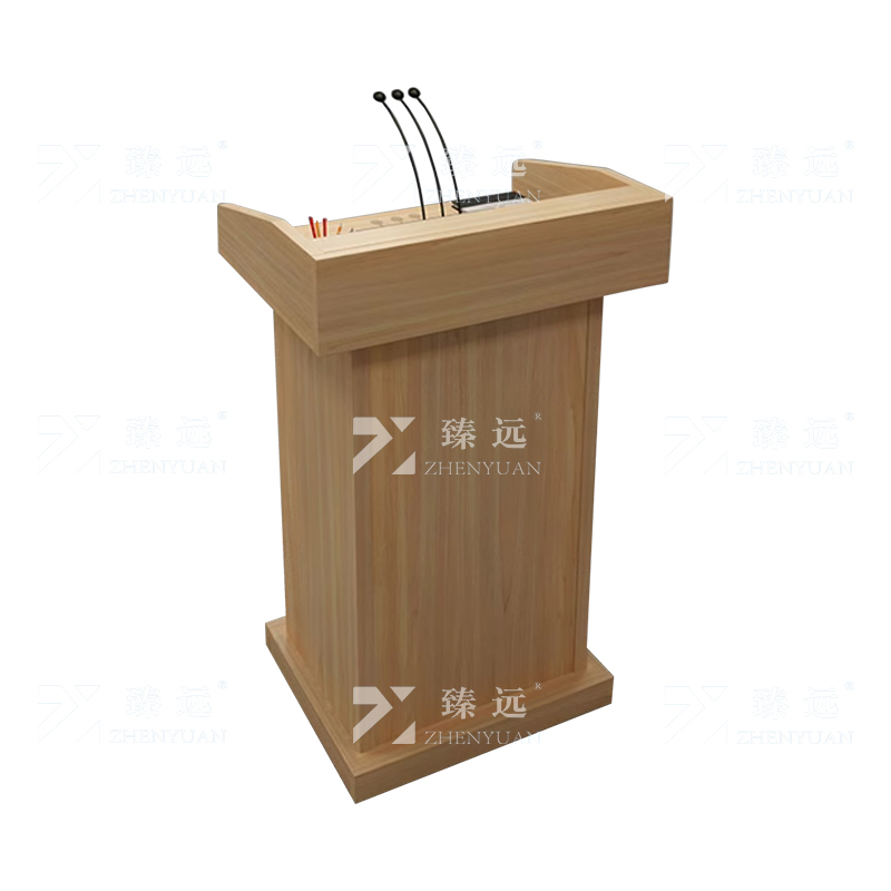 臻远ZY4080618 培训室演讲台讲桌发言台主持台 橡木色高清大图