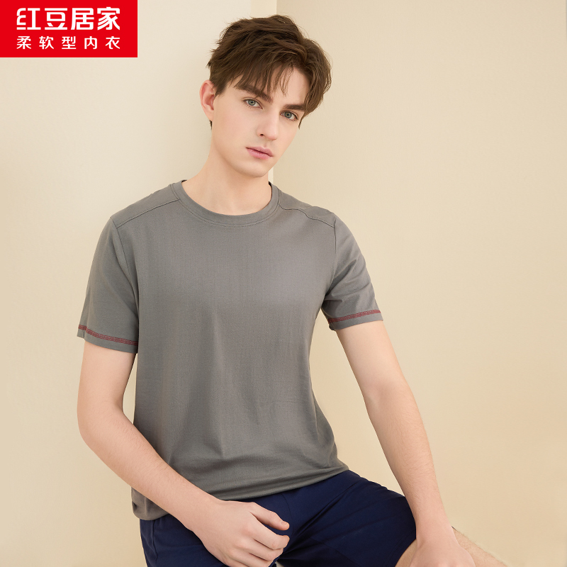 红豆居家男士纯棉短袖居家服套装