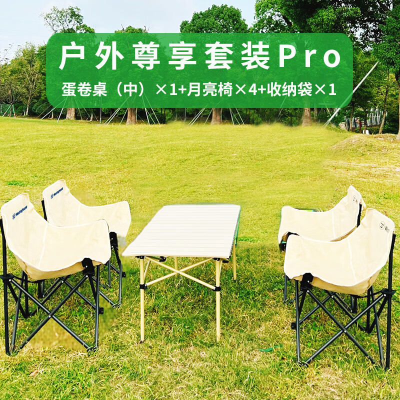 西屋(WESTINGHOUSE) 户外折叠便携随享套装Pro (中号蛋卷桌*1+月亮椅*4+收纳袋*1) MN19B