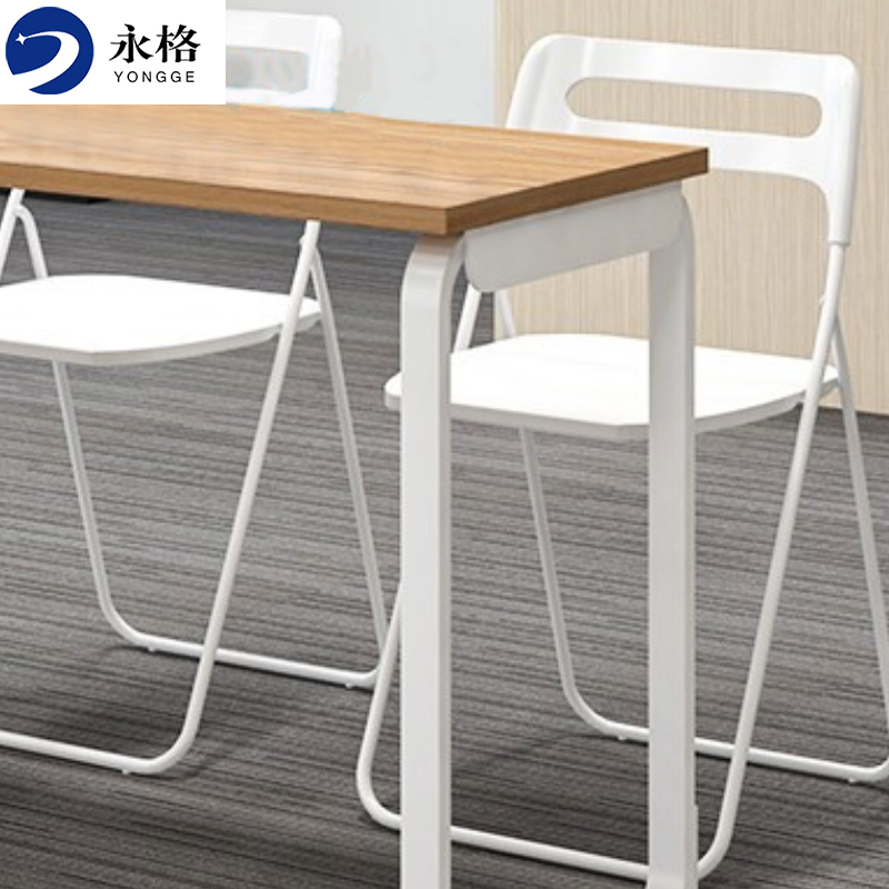 永格学校课桌椅员工培训桌学生桌阅览桌长条桌会议桌单双人桌1200*400*750 单 [1桌2椅]