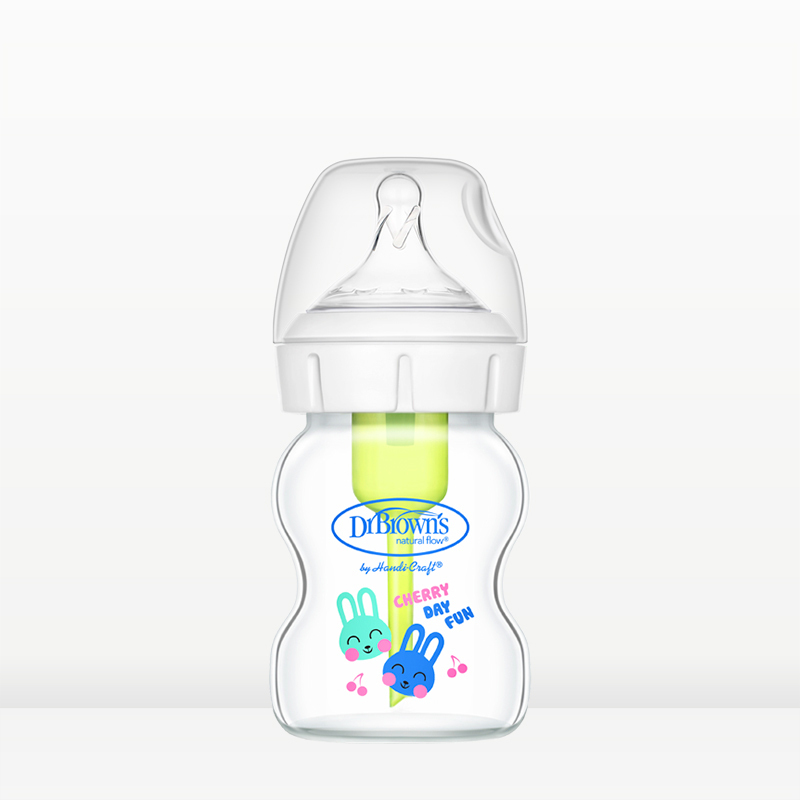新生儿防胀气奶瓶宽口玻璃搭配装60ml+150ml