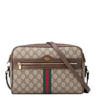 【直营】古驰(GUCCI)Ophidia系列高级涂层帆布复古红绿条小号拉链款单肩包斜跨包 女包