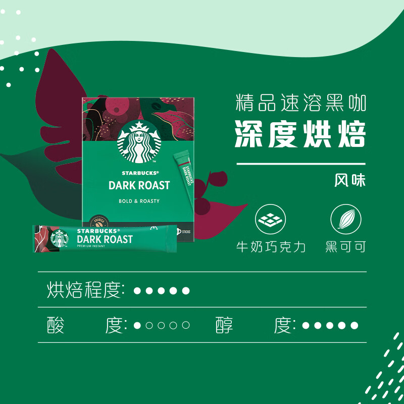 星巴克Starbucks 咖啡粉 速溶美式黑咖啡粉2.3g*10条重度烘焙高清大图