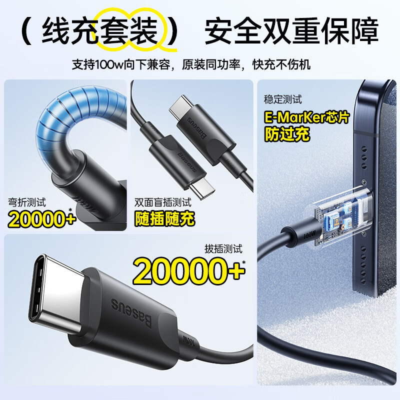 倍思 GaN5 Pro氮化镓快充充电器2C+U 65W CCGP120002高清大图