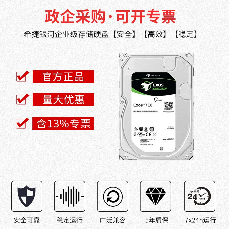 希捷(Seagate)企业级硬盘 12TB 256MB 7200RPM SAS接口 希捷银河Exos X18系列 氦气高清大图