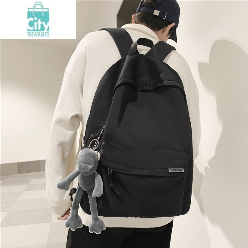 bangdou书包男初中高中生大学生大容量男生双肩包男士灰色帆布背包女